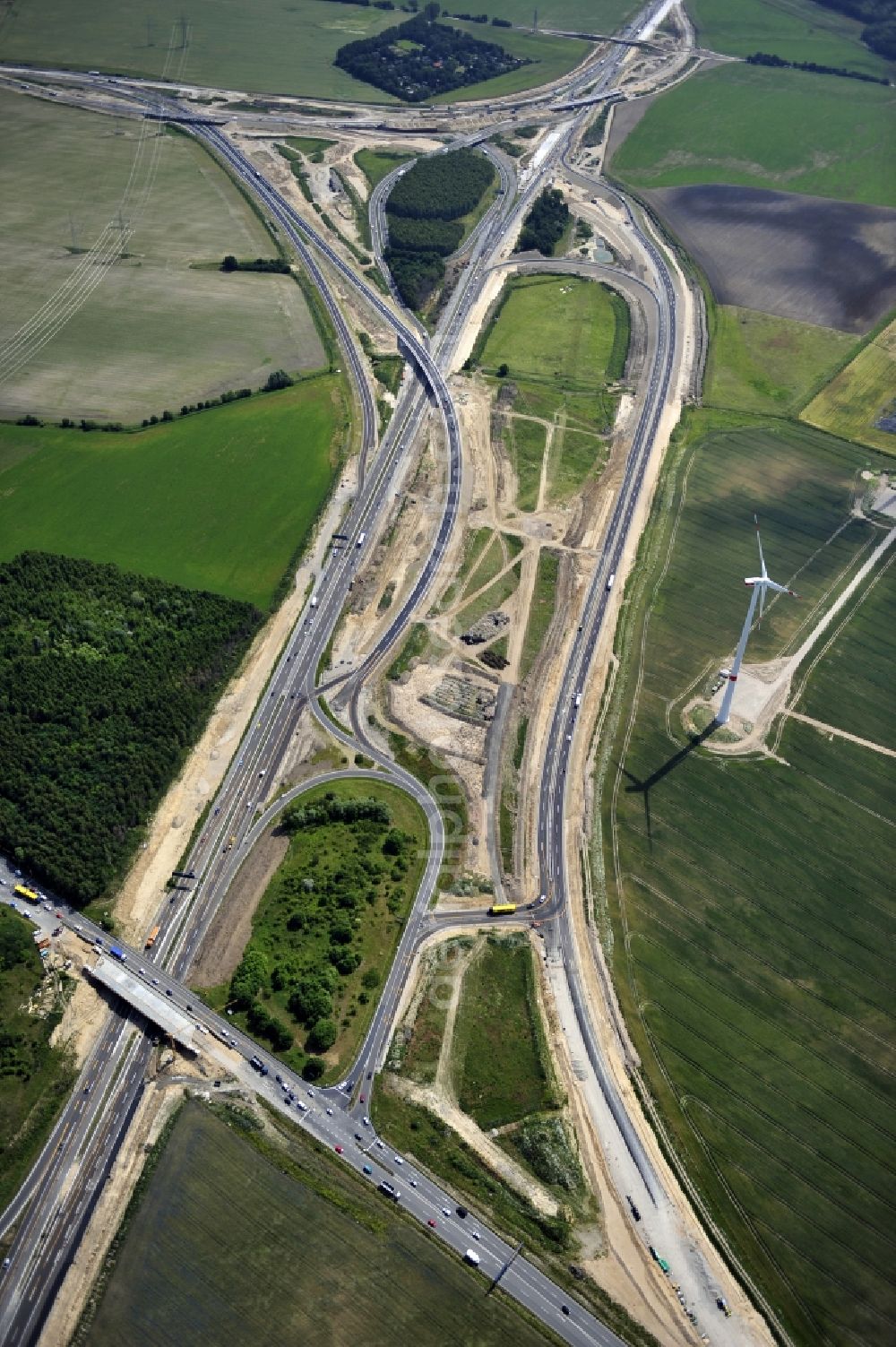 Schwanebeck from the bird's eye view: View of the construction site at the motorway junction Barnim