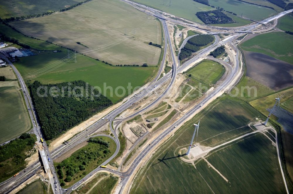 Aerial image Schwanebeck - View of the construction site at the motorway junction Barnim