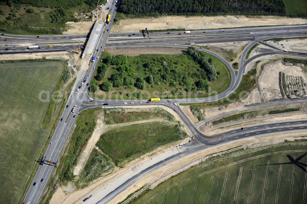 Aerial photograph Schwanebeck - View of the construction site at the motorway junction Barnim