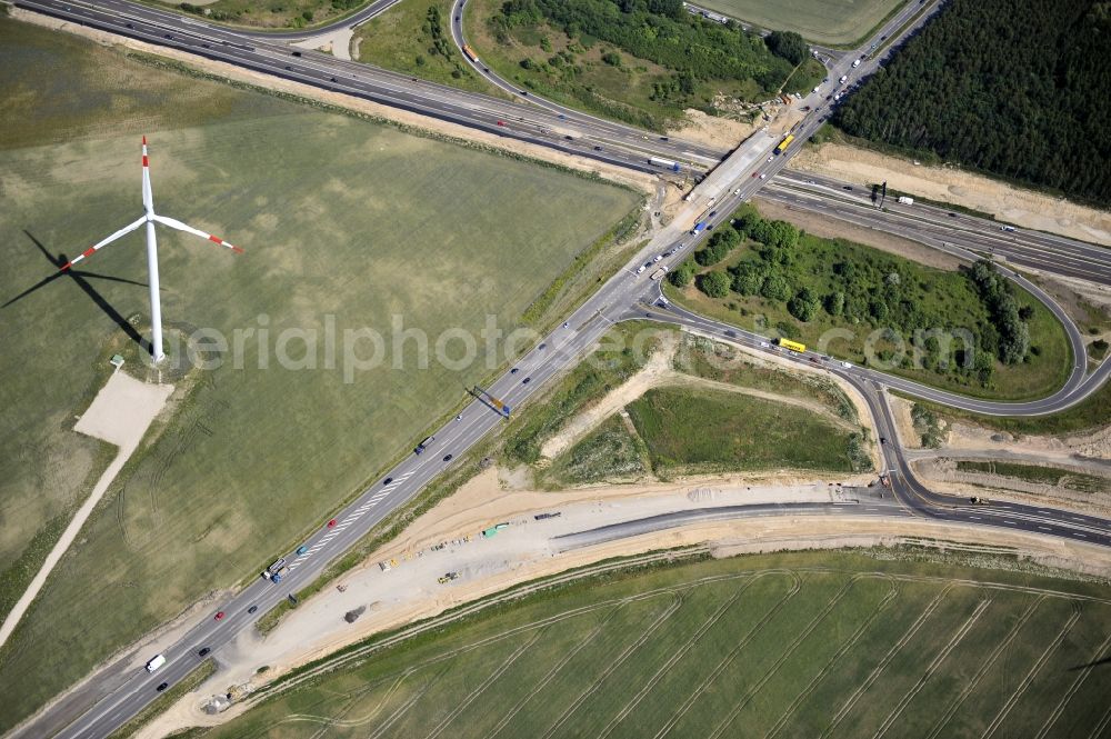 Schwanebeck from above - View of the construction site at the motorway junction Barnim