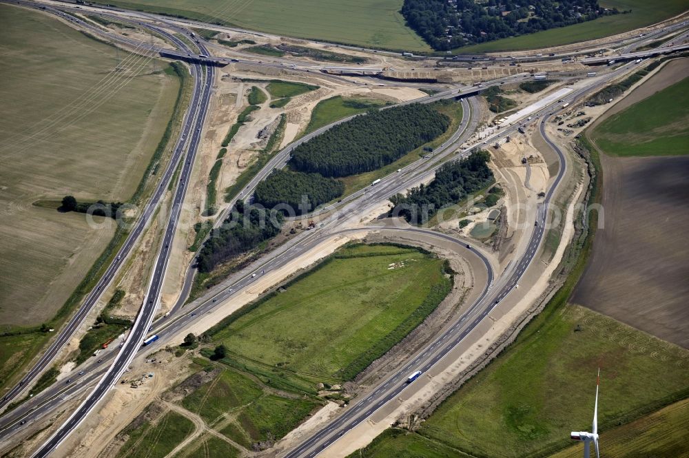 Schwanebeck from the bird's eye view: View of the construction site at the motorway junction Barnim