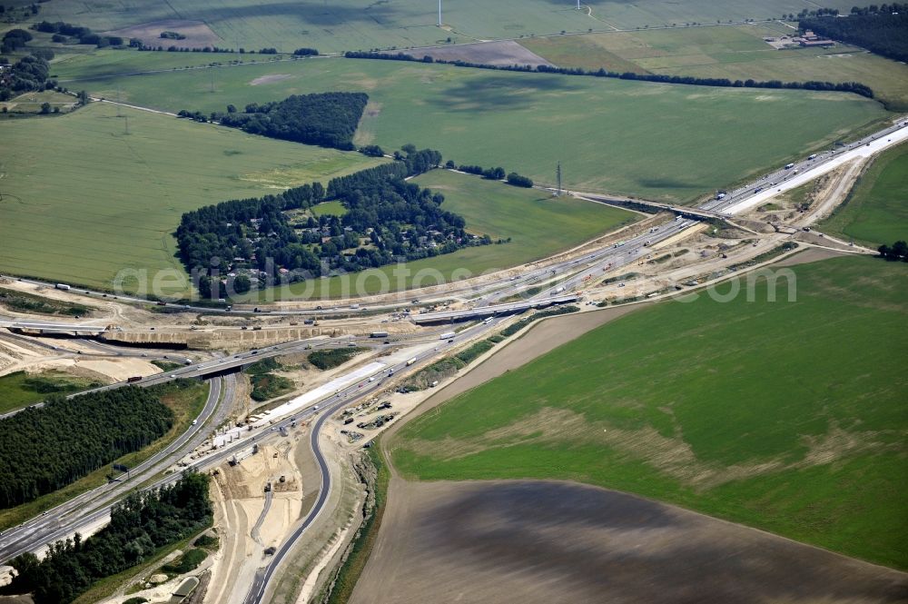 Aerial image Schwanebeck - View of the construction site at the motorway junction Barnim