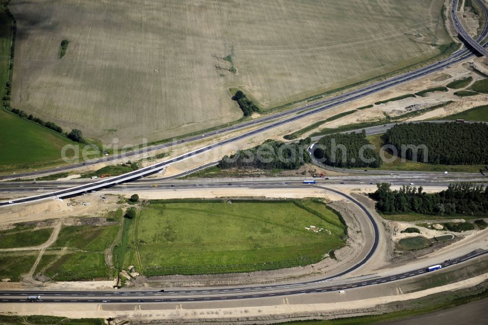 Aerial photograph Schwanebeck - View of the construction site at the motorway junction Barnim