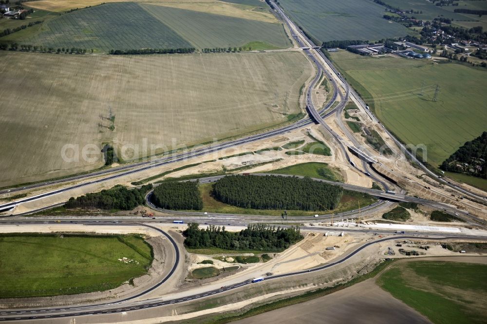 Schwanebeck from above - View of the construction site at the motorway junction Barnim