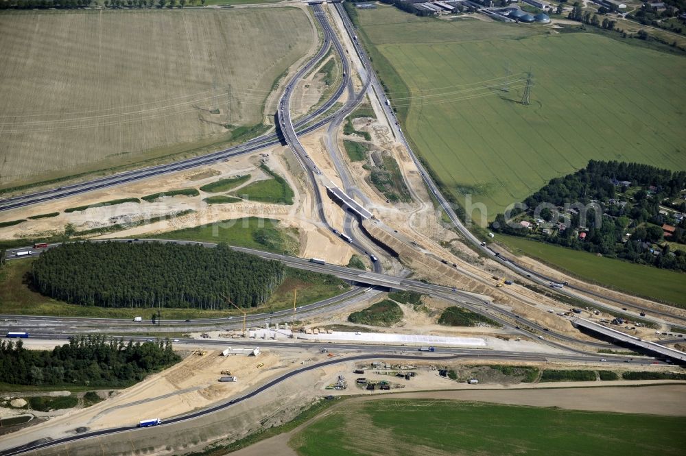 Schwanebeck from the bird's eye view: View of the construction site at the motorway junction Barnim