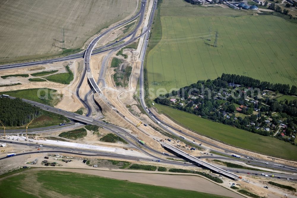 Aerial photograph Schwanebeck - View of the construction site at the motorway junction Barnim