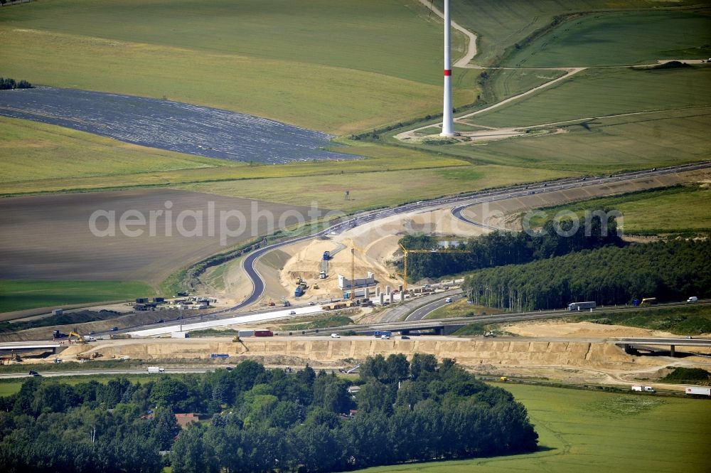 Aerial image Schwanebeck - View of the construction site at the motorway junction Barnim