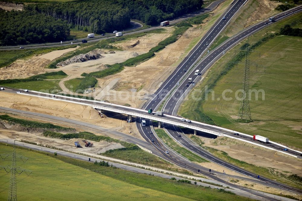 Schwanebeck from above - View of the construction site at the motorway junction Barnim