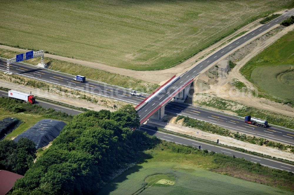 Schwanebeck from the bird's eye view: View of the construction site at the motorway junction Barnim