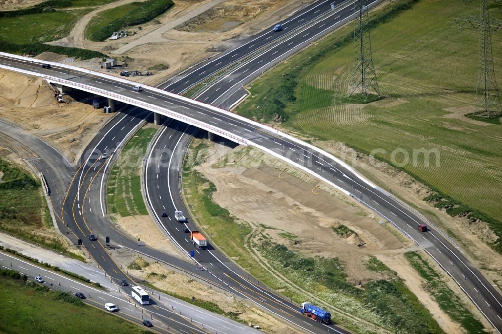 Aerial image Schwanebeck - View of the construction site at the motorway junction Barnim