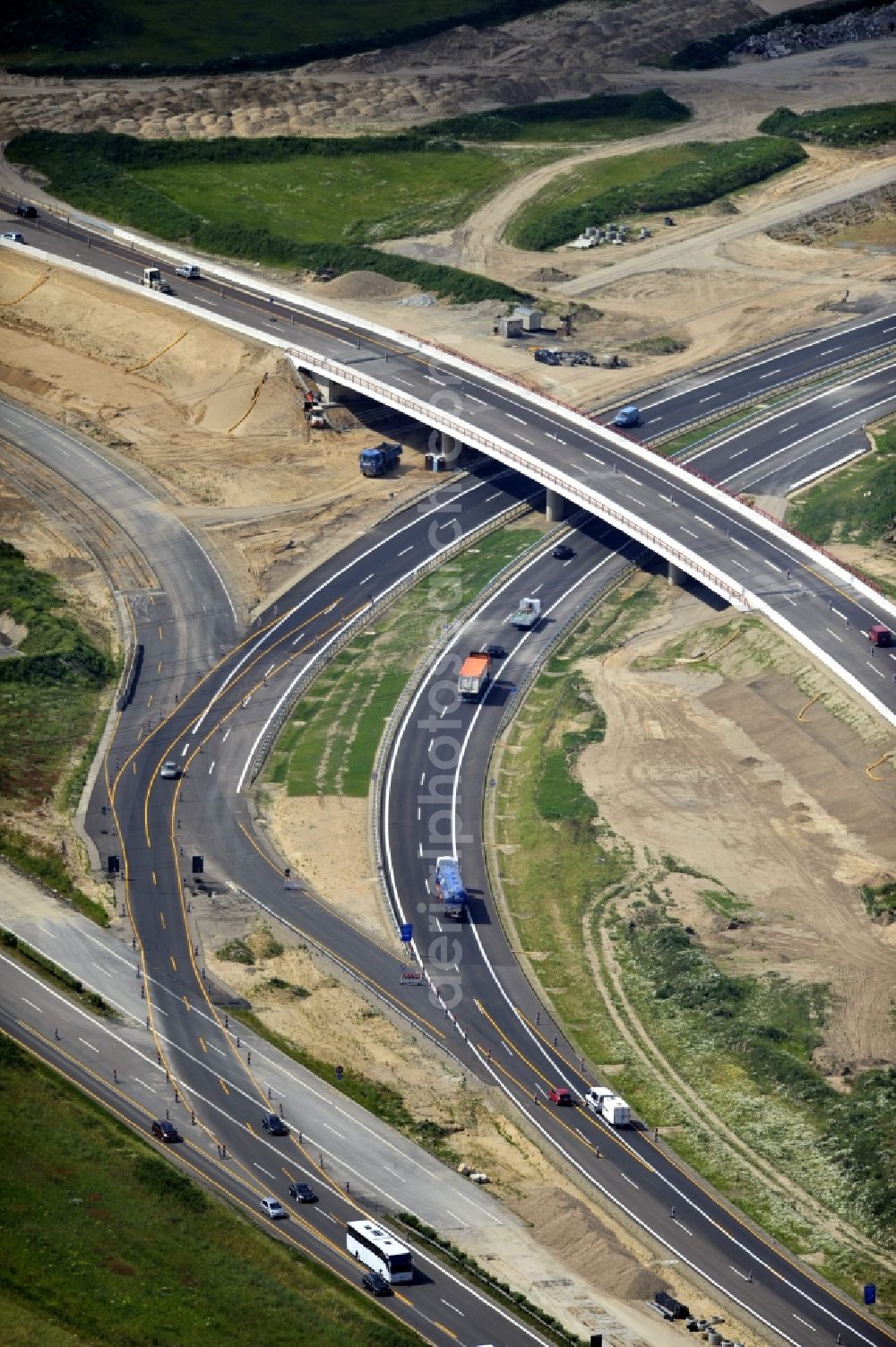 Aerial photograph Schwanebeck - View of the construction site at the motorway junction Barnim