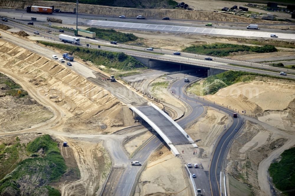 Schwanebeck from above - View of the construction site at the motorway junction Barnim