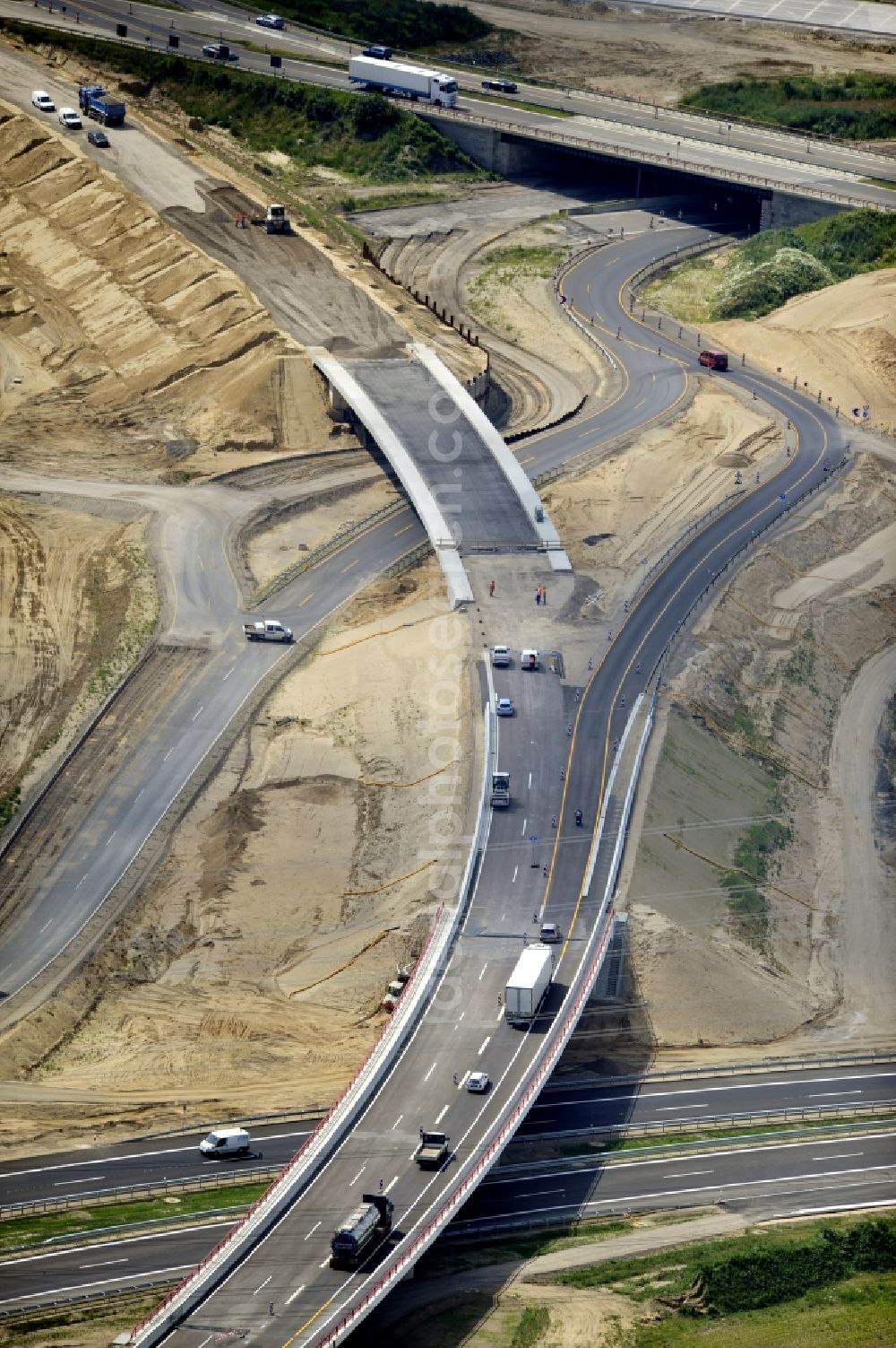 Schwanebeck from the bird's eye view: View of the construction site at the motorway junction Barnim