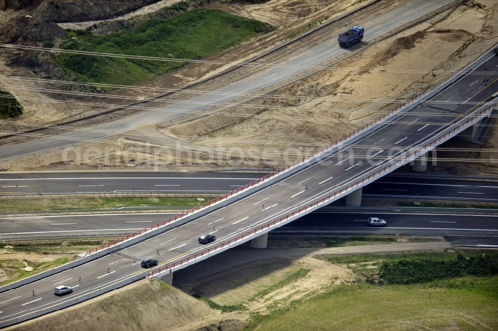 Aerial image Schwanebeck - View of the construction site at the motorway junction Barnim