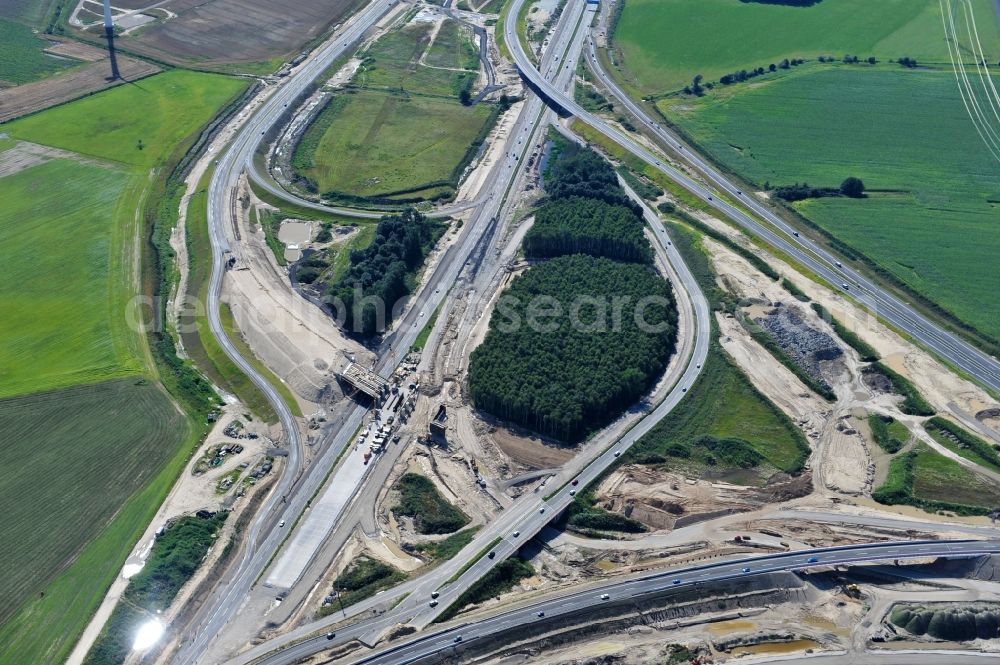 Schwanebeck from above - View of the construction site at the motorway junction Barnim