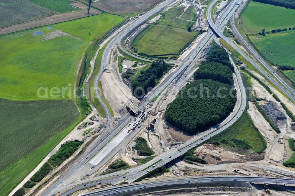 Schwanebeck from the bird's eye view: View of the construction site at the motorway junction Barnim