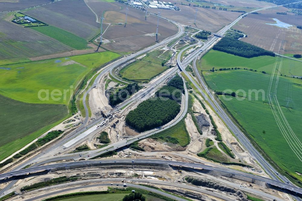 Aerial image Schwanebeck - View of the construction site at the motorway junction Barnim