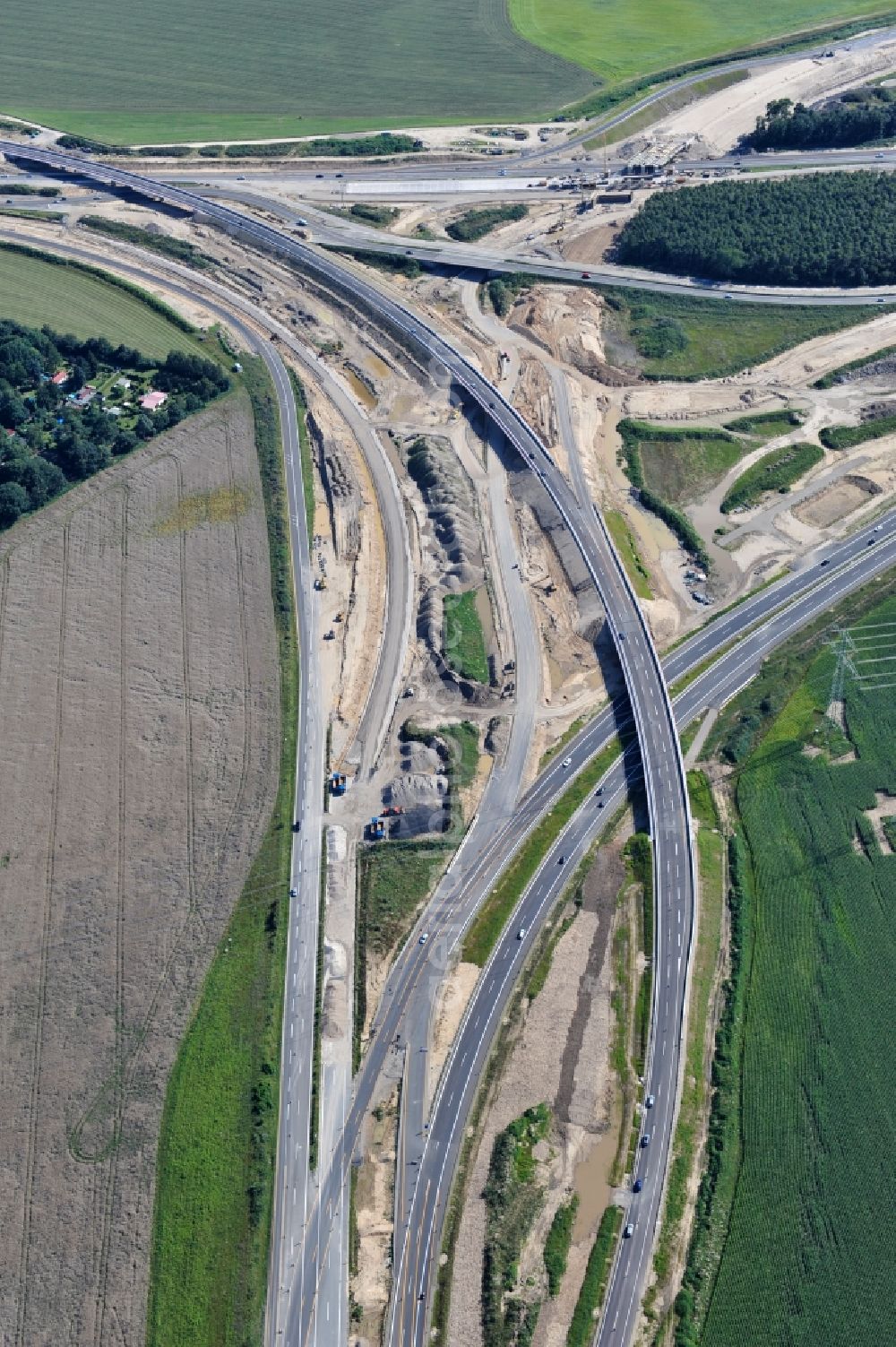 Schwanebeck from above - View of the construction site at the motorway junction Barnim