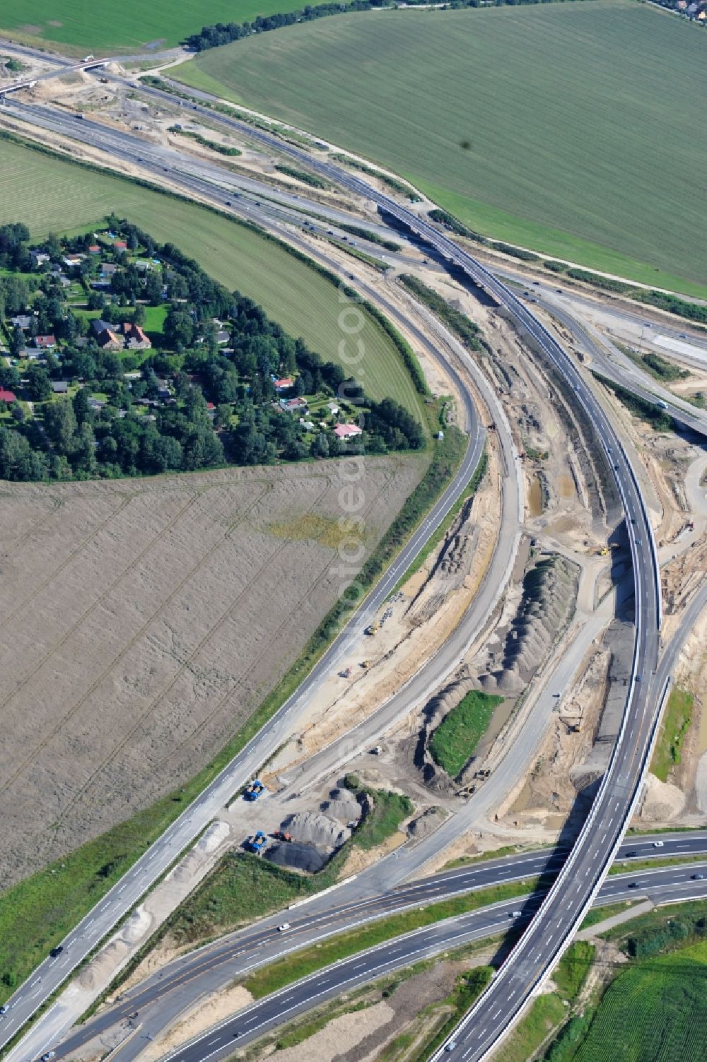 Schwanebeck from the bird's eye view: View of the construction site at the motorway junction Barnim