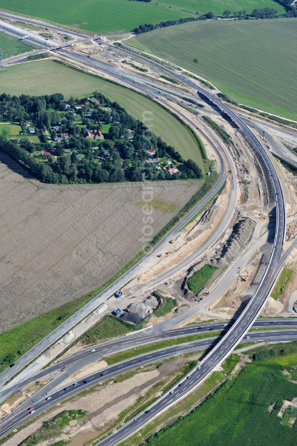 Aerial image Schwanebeck - View of the construction site at the motorway junction Barnim