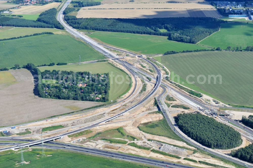 Schwanebeck from above - View of the construction site at the motorway junction Barnim