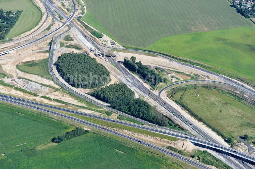 Schwanebeck from the bird's eye view: View of the construction site at the motorway junction Barnim