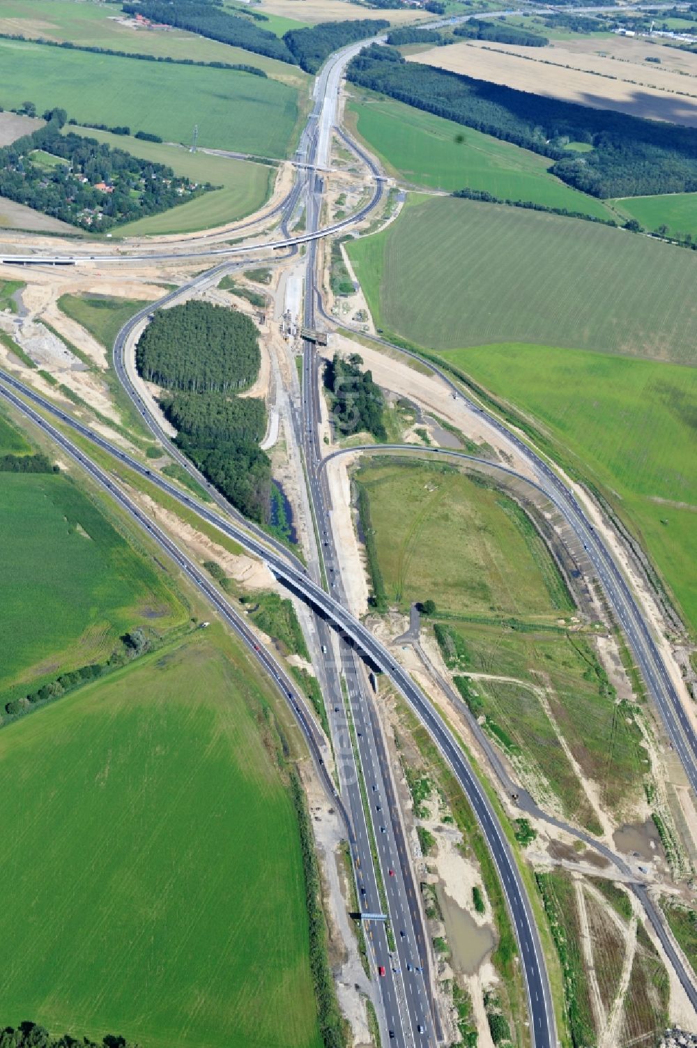 Aerial photograph Schwanebeck - View of the construction site at the motorway junction Barnim