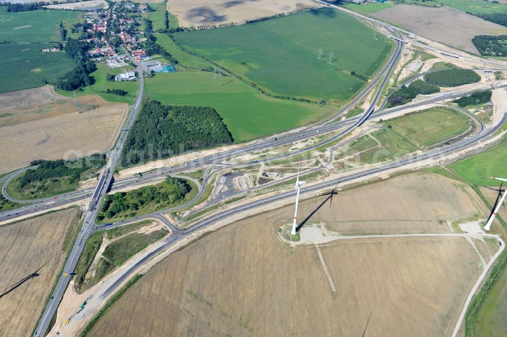 Schwanebeck from the bird's eye view: View of the construction site at the motorway junction Barnim