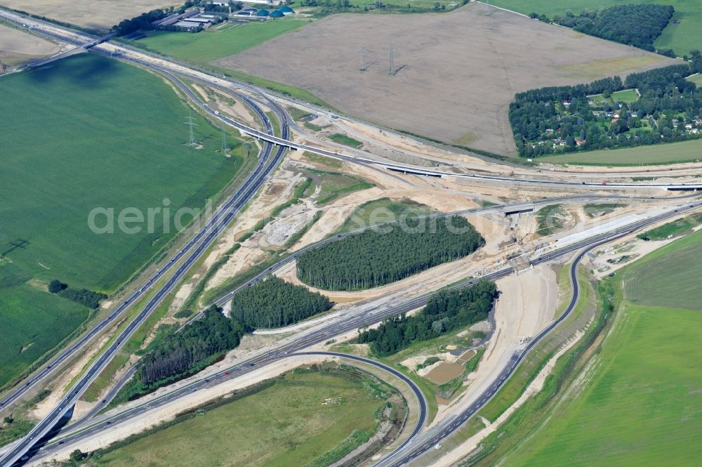 Aerial image Schwanebeck - View of the construction site at the motorway junction Barnim