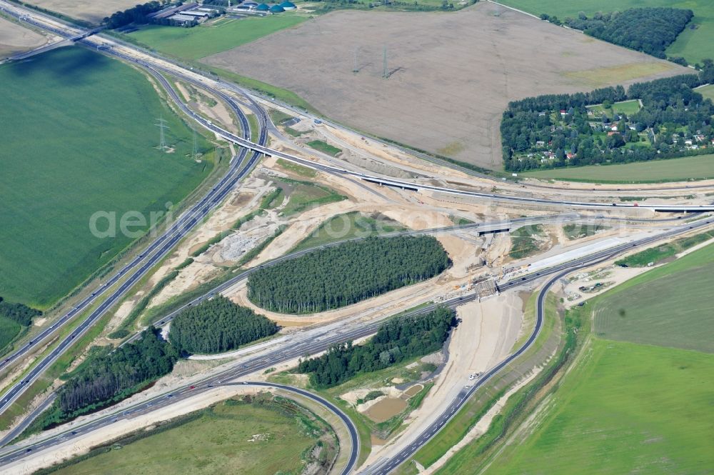 Aerial photograph Schwanebeck - View of the construction site at the motorway junction Barnim