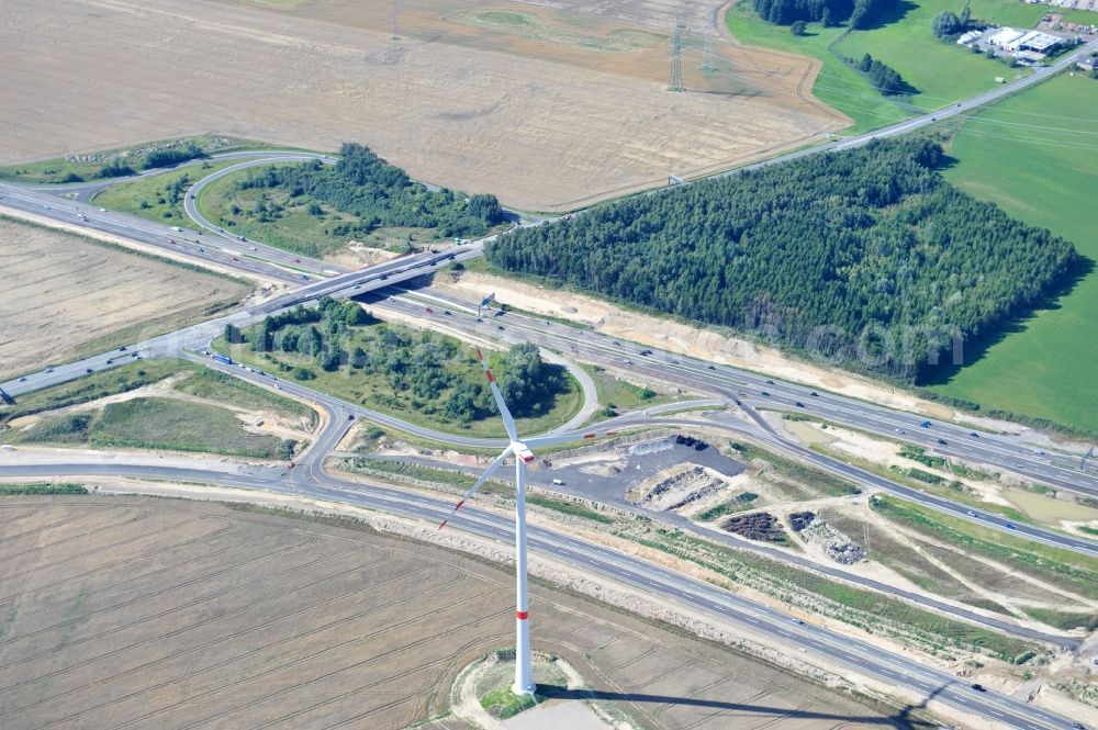 Schwanebeck from above - View of the construction site at the motorway junction Barnim