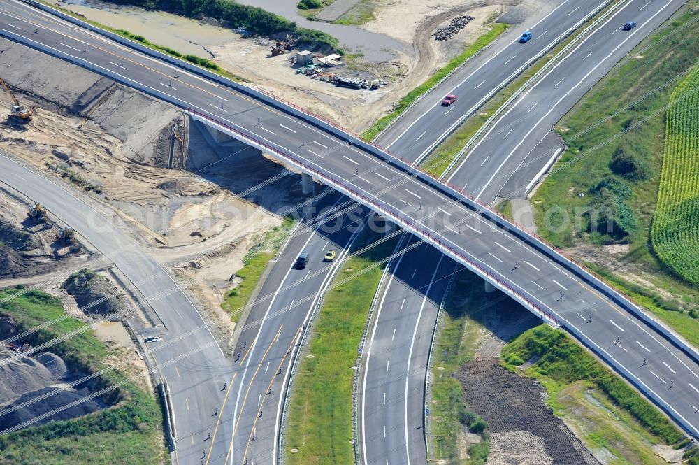 Schwanebeck from the bird's eye view: View of the construction site at the motorway junction Barnim