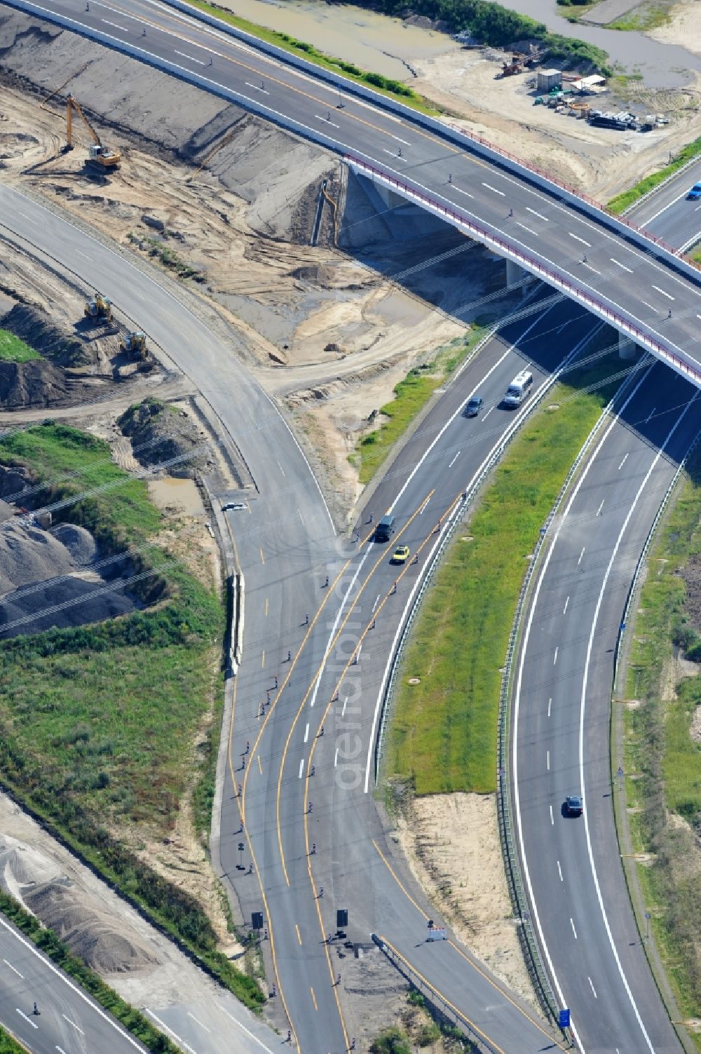 Aerial image Schwanebeck - View of the construction site at the motorway junction Barnim