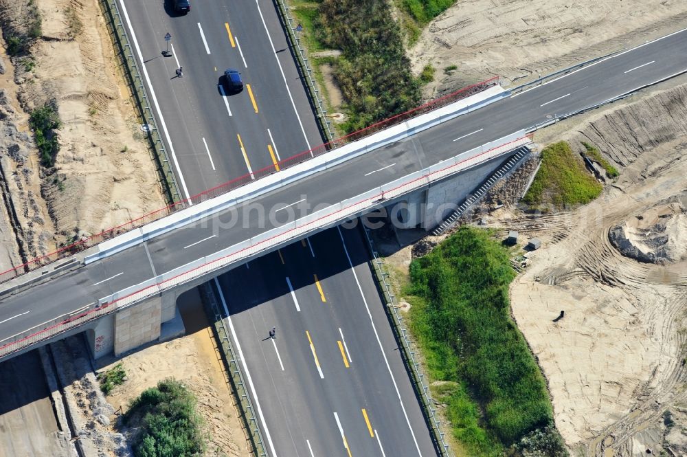 Aerial photograph Schwanebeck - View of the construction site at the motorway junction Barnim