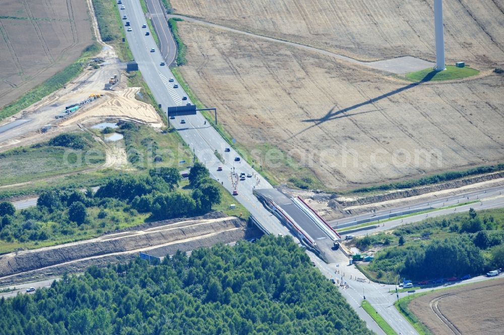 Schwanebeck from the bird's eye view: View of the construction site at the motorway junction Barnim