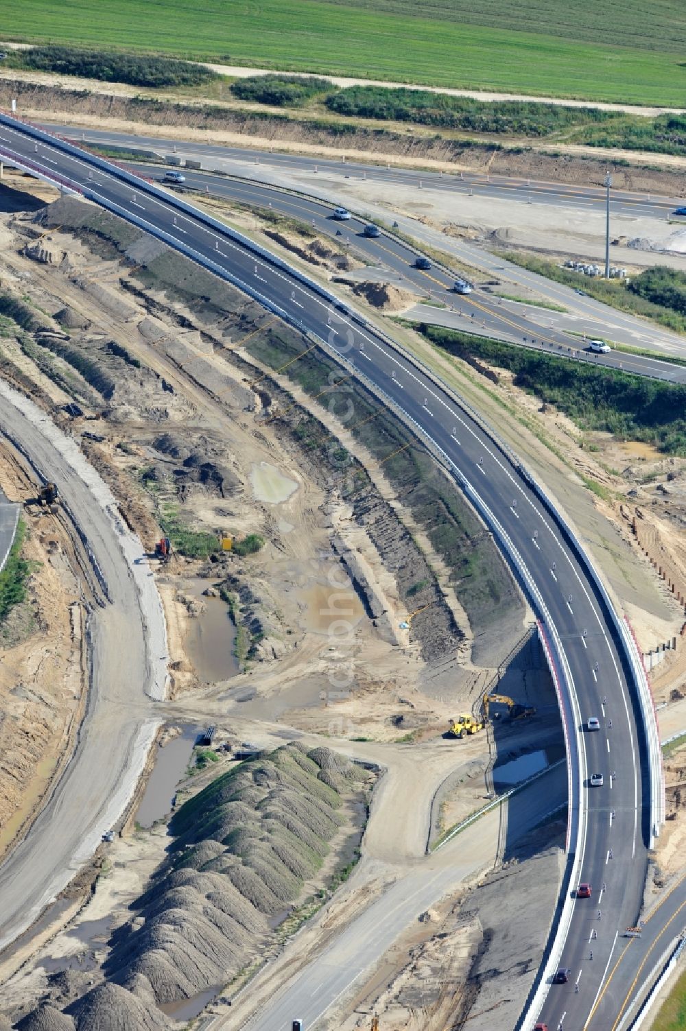 Aerial image Schwanebeck - View of the construction site at the motorway junction Barnim