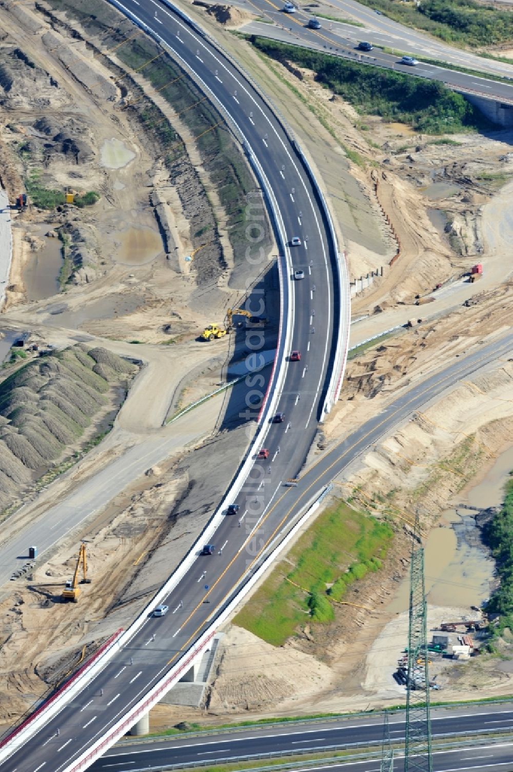 Aerial photograph Schwanebeck - View of the construction site at the motorway junction Barnim