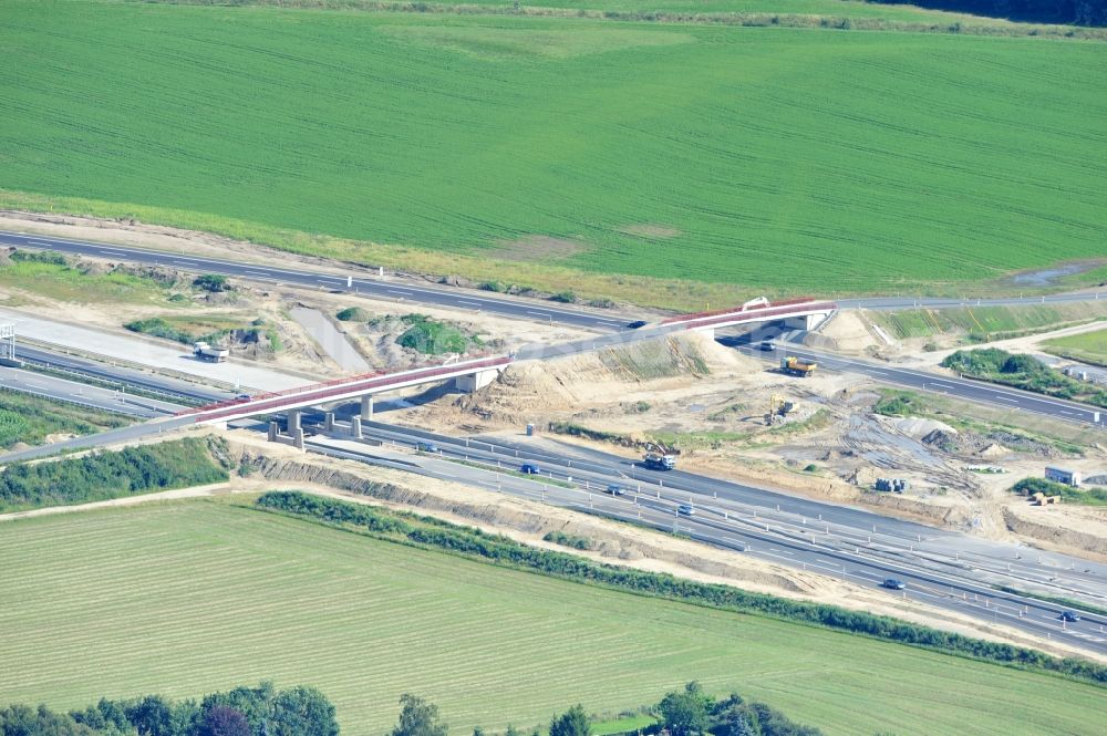 Schwanebeck from above - View of the construction site at the motorway junction Barnim