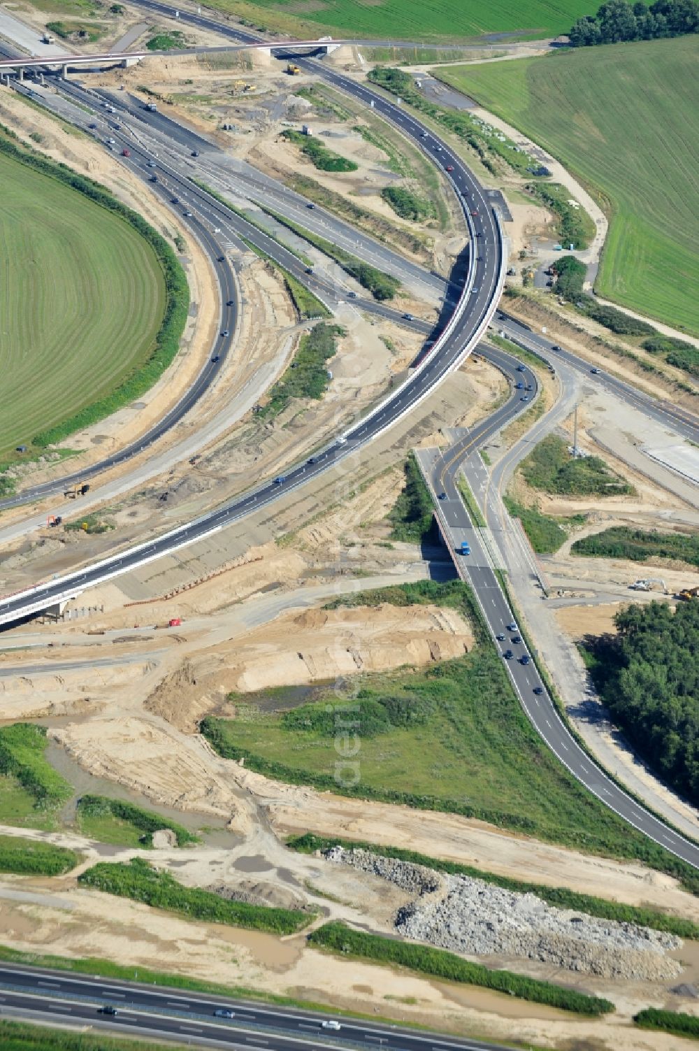 Aerial image Schwanebeck - View of the construction site at the motorway junction Barnim