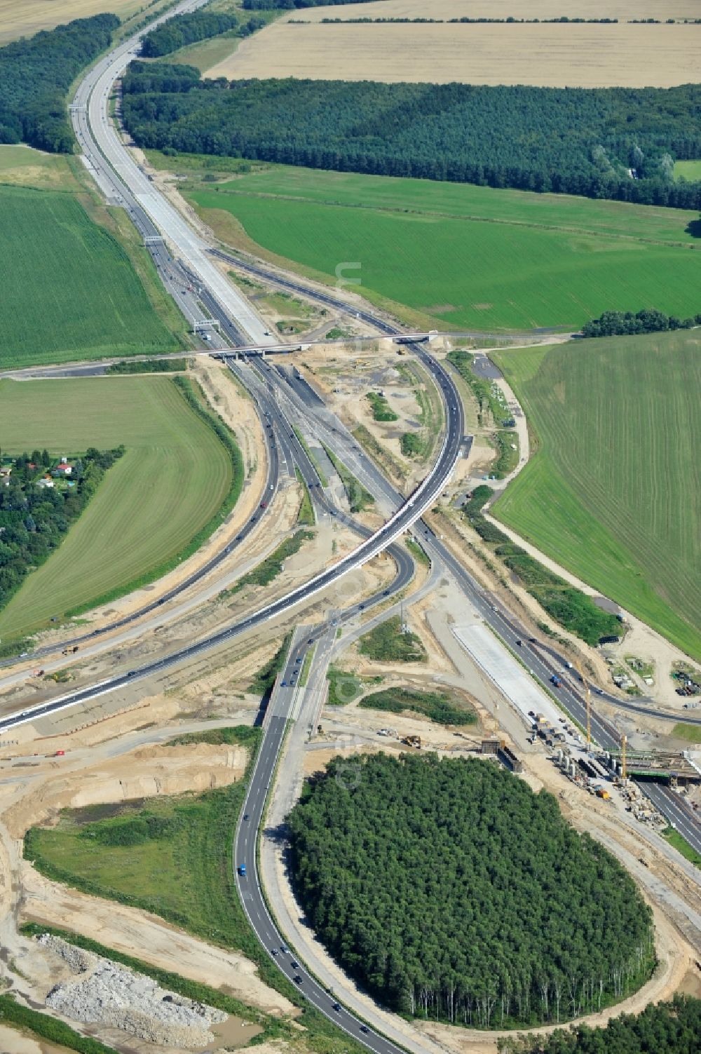 Aerial photograph Schwanebeck - View of the construction site at the motorway junction Barnim