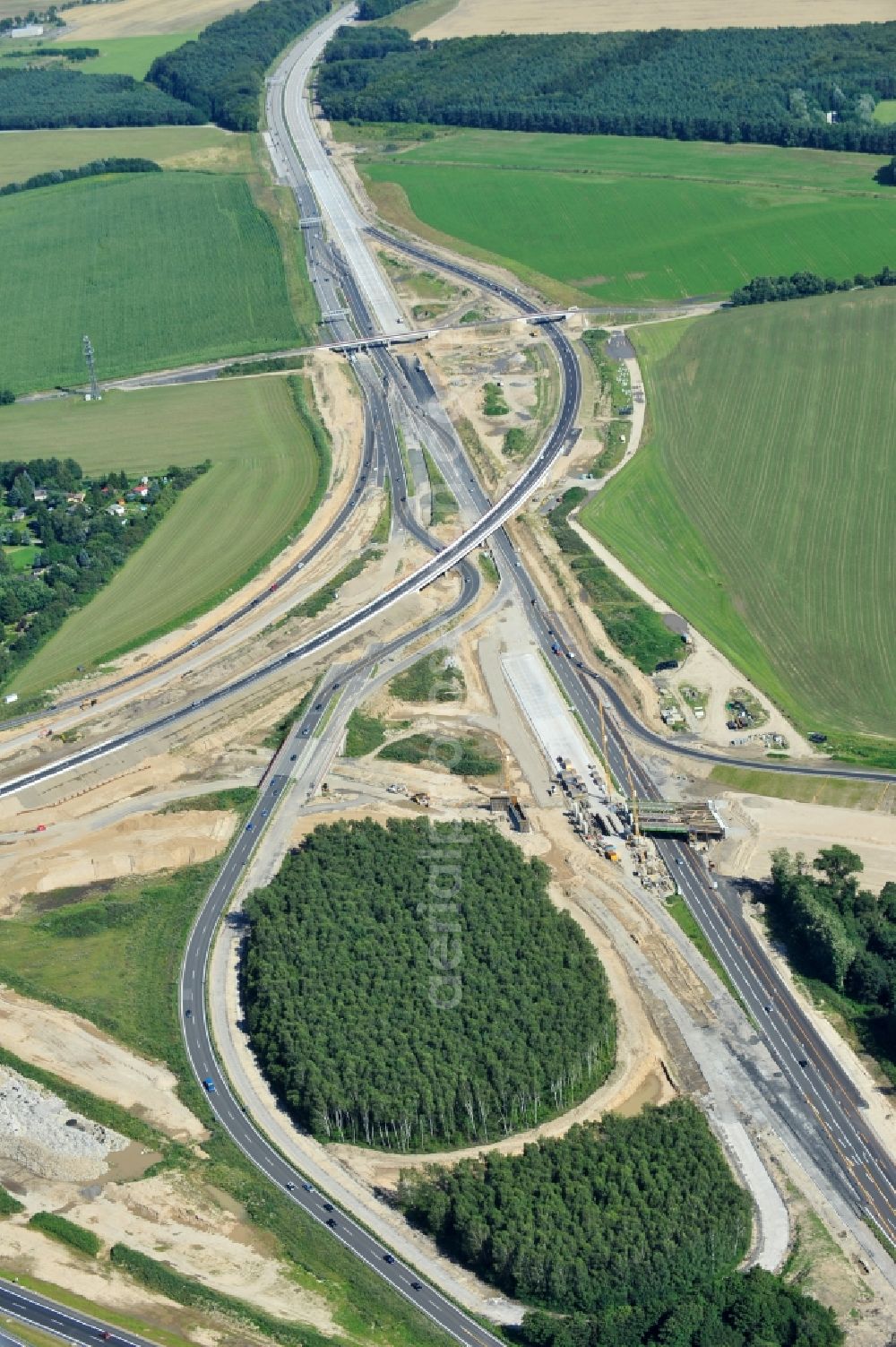 Schwanebeck from above - View of the construction site at the motorway junction Barnim