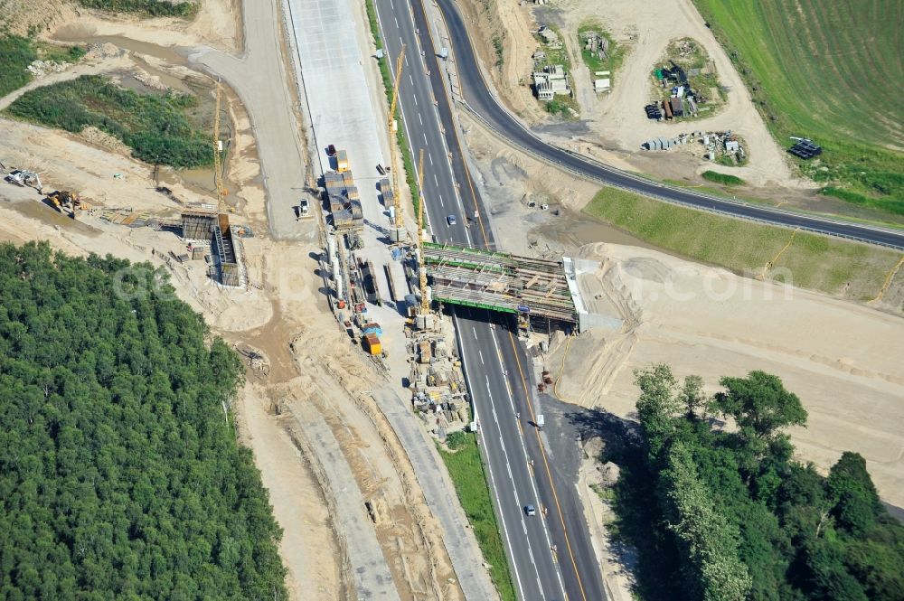 Schwanebeck from the bird's eye view: View of the construction site at the motorway junction Barnim