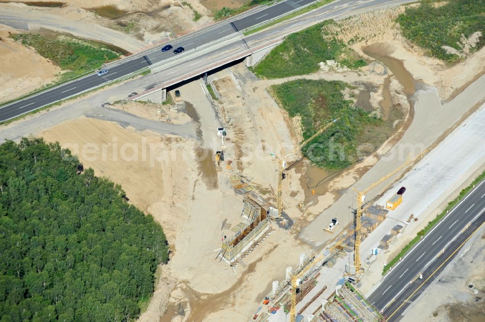 Aerial photograph Schwanebeck - View of the construction site at the motorway junction Barnim