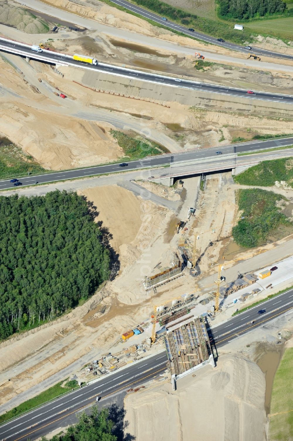 Schwanebeck from the bird's eye view: View of the construction site at the motorway junction Barnim