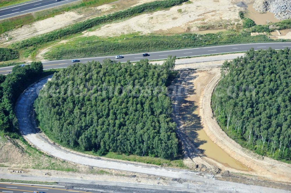 Aerial image Schwanebeck - View of the construction site at the motorway junction Barnim