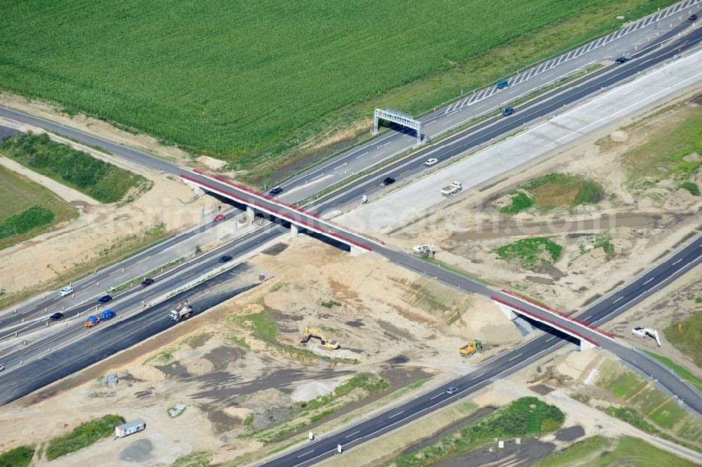 Aerial photograph Schwanebeck - View of the construction site at the motorway junction Barnim