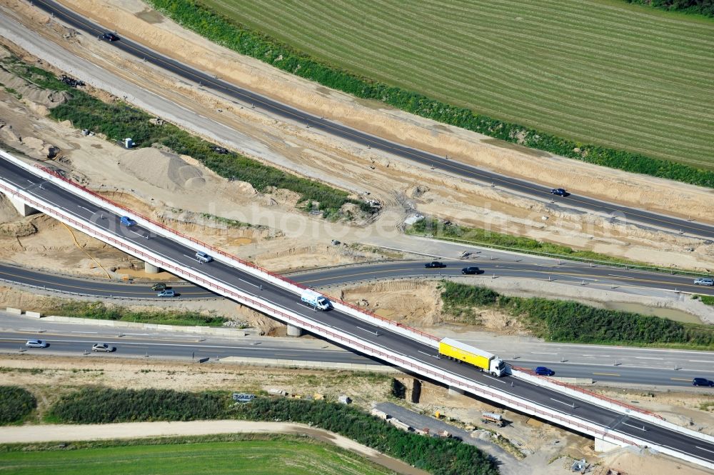 Aerial image Schwanebeck - View of the construction site at the motorway junction Barnim