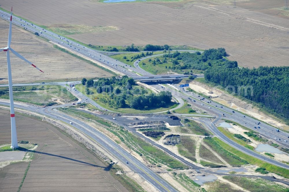 Aerial photograph Schwanebeck - View of the construction site at the motorway junction Barnim