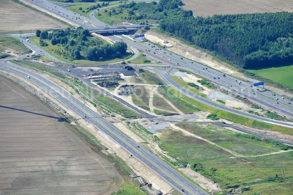 Schwanebeck from above - View of the construction site at the motorway junction Barnim