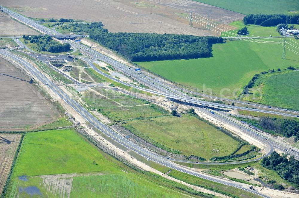 Schwanebeck from the bird's eye view: View of the construction site at the motorway junction Barnim